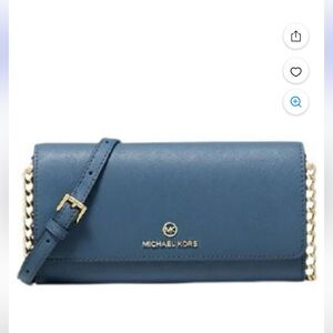 Michael Kors Small Saffiano Leather Convertible Crossbody Bag in Ocean Blue